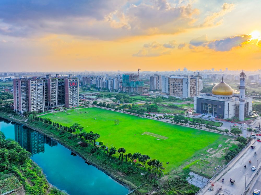 UIU campus at United City, Dhaka, at sunset