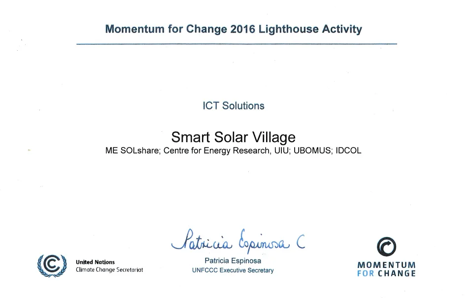 UN Momentum for Change Award 2016